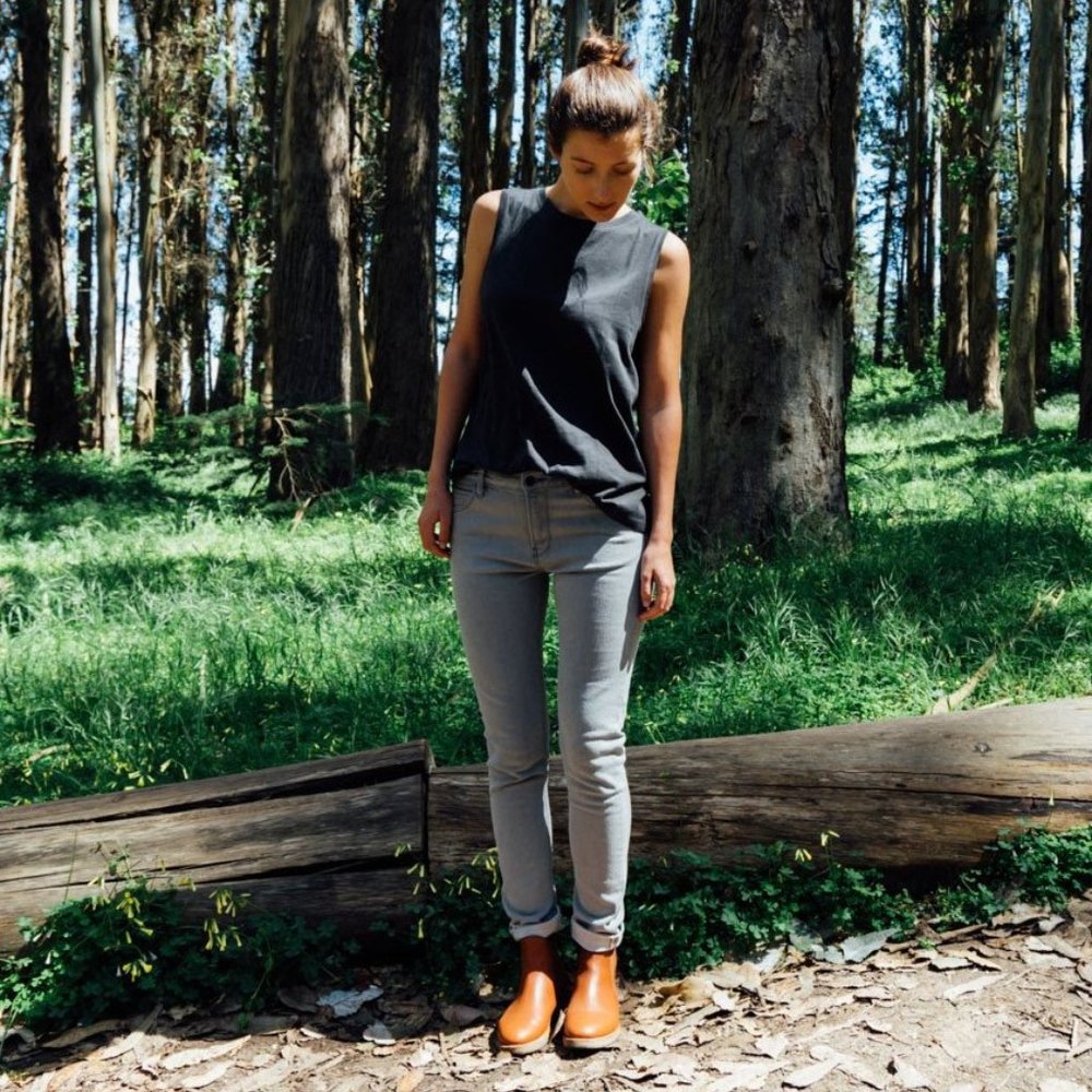 Doublewood Denim Women's light grey selvedge skinny jeans